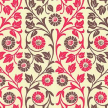 Red and Brown Flower and Vine Print Italian Paper ~ Carta Varese Italy
